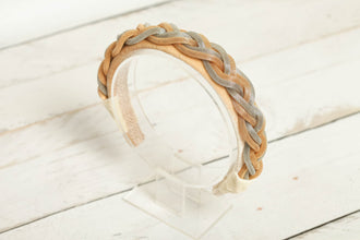 Beige velvet headband embellished with silver and gold decoration Jeweled headband with silver and gold braid Sparkly headband
