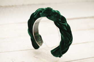 Green headpiece Emerald braided headband Padded headband Plaited headband Velvet green braided hairband Duchess headband