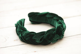Green headpiece Emerald braided headband Padded headband Plaited headband Velvet green braided hairband Duchess headband