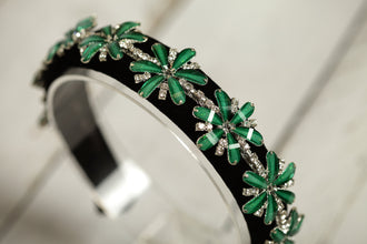Green embellished headband Rhinestone headband Jeweled headband Crystal headband Hairband women Beaded headband