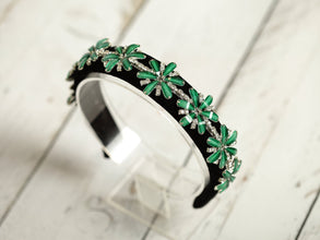 Green embellished headband Rhinestone headband Jeweled headband Crystal headband Hairband women Beaded headband