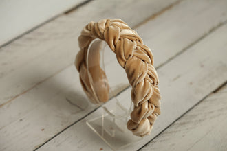 Braided headband Velvet headband Padded headband Alice band Beige headband