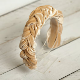 Braided headband Velvet headband Padded headband Alice band Beige headband