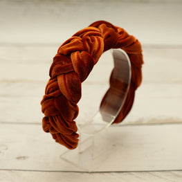 Braided headband Burnt orange padded headband velvet headband Padded headband Velvet headband women Brown headband Terracotta wedding