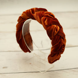 Braided headband Burnt orange padded headband velvet headband Padded headband Velvet headband women Brown headband Terracotta wedding