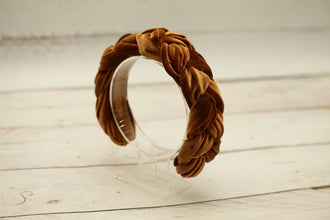Brown  braided velvet headband plaited hairband Padded braid headband Matador headband Brown padded headband Women headbands