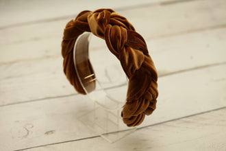 Brown  braided velvet headband plaited hairband Padded braid headband Matador headband Brown padded headband Women headbands