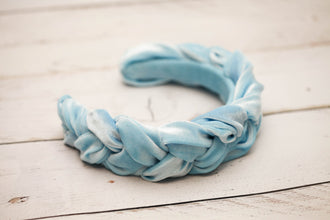 Baby blue velvet braided headband Tiara velvet braid Braided aliceband Women headband Padded headband Races headband