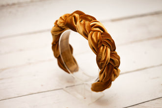 Brown mustard braided headband Velvet crown Women plaited headband Braided hairband Padded hairband Fashion hairband Women hairband