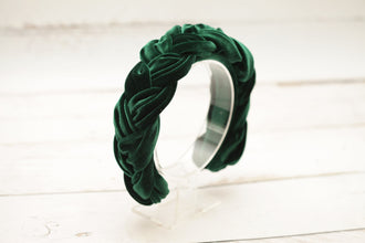 Green headpiece Emerald braided headband Padded headband Plaited headband Velvet green braided hairband Duchess headband