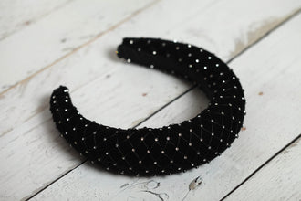 Crystal headband Jewelled headband Rhinestone headband Black padded headband Beaded headband Black wedding tiara Diamond headband