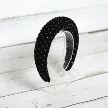 Crystal headband Jewelled headband Rhinestone headband Black padded headband Beaded headband Black wedding tiara Diamond headband