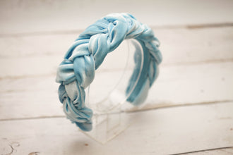 Baby blue velvet braided headband Tiara velvet braid Braided aliceband Women headband Padded headband Races headband