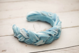 Baby blue velvet braided headband Tiara velvet braid Braided aliceband Women headband Padded headband Races headband