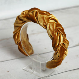 Brown mustard braided headband Velvet crown Women plaited headband Braided hairband Padded hairband Fashion hairband Women hairband