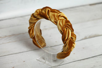 Brown mustard braided headband Velvet crown Women plaited headband Braided hairband Padded hairband Fashion hairband Women hairband