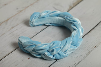Baby blue velvet braided headband Tiara velvet braid Braided aliceband Women headband Padded headband Races headband