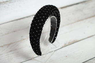 Crystal headband Jewelled headband Rhinestone headband Black padded headband Beaded headband Black wedding tiara Diamond headband