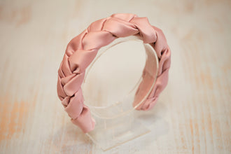 Satin headband Braided headband Pink womens headband Bridesmaid headband Silk headband