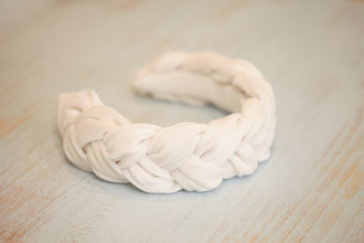 White braided headband Bride headband Braided headband Headband mariage Bride to be headband Velvet headband  wedding headband