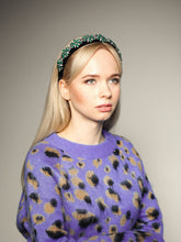 Green embellished headband Rhinestone headband Jeweled headband Crystal headband Hairband women Beaded headband