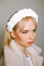 White braided headband Bride headband Braided headband Headband mariage Bride to be headband Velvet headband  wedding headband