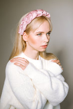 Satin headband Braided headband Pink womens headband Bridesmaid headband Silk headband