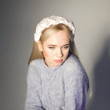 Cream beige satin braided headband Ladies padded headband