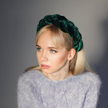 Green headpiece Emerald braided headband Padded headband Plaited headband Velvet green braided hairband Duchess headband