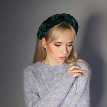 Green headpiece Emerald braided headband Padded headband Plaited headband Velvet green braided hairband Duchess headband