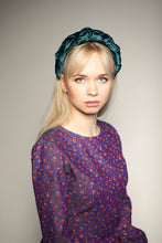 Green satin braided headband Durk green women headband Plaited hairband Satin braided aliceband Emerald green padded headband