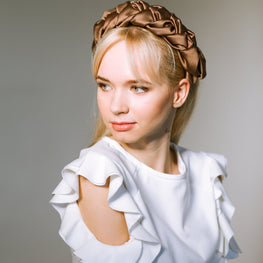Brown satin braided headband Plaited headband Satin braided aliceband Headbands for women