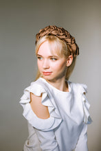 Brown satin braided headband Plaited headband Satin braided aliceband Headbands for women