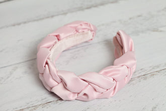 Satin headband Pink twist headband Padded headband Silk headband Plaited headbands for women Bridesmaid headband Pink womens headband