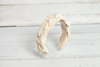 Cream beige satin braided headband Ladies padded headband