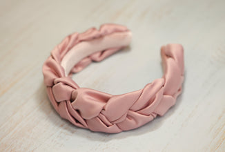 Satin headband Braided headband Pink womens headband Bridesmaid headband Silk headband