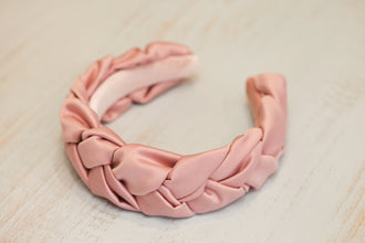 Satin headband Braided headband Pink womens headband Bridesmaid headband Silk headband