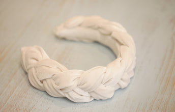 Bride headband White braided headband Braided headband Headband mariage Bride to be headband Velvet headband Bridal hair piece