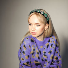 Green embellished headband Rhinestone headband Jeweled headband Crystal headband Hairband women Beaded headband