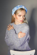 Baby blue velvet braided headband Tiara velvet braid Braided aliceband Women headband Padded headband Races headband