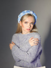 Baby blue velvet braided headband Tiara velvet braid Braided aliceband Women headband Padded headband Races headband