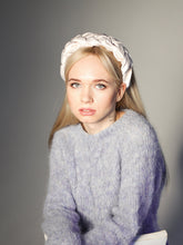 Cream beige satin braided headband Ladies padded headband