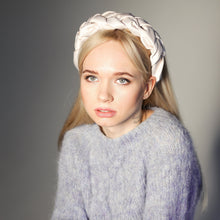 Cream beige satin braided headband Ladies padded headband