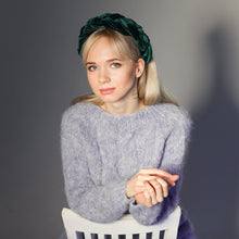 Green headpiece Emerald braided headband Padded headband Plaited headband Velvet green braided hairband Duchess headband