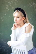 Crystal headband Jewelled headband Rhinestone headband Black padded headband Beaded headband Black wedding tiara Diamond headband