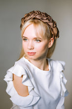 Brown satin braided headband Plaited headband Satin braided aliceband Headbands for women