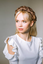 Brown satin braided headband Plaited headband Satin braided aliceband Headbands for women