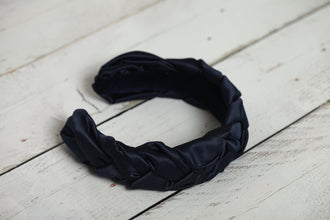Braided headband Satin headband Navy blue headband Silk headband Satin headbands Navy blue wedding headband silk headband
