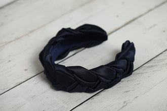 Braided headband Satin headband Navy blue headband Silk headband Satin headbands Navy blue wedding headband silk headband