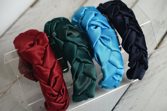 Braided headband Satin headband Navy blue headband Silk headband Satin headbands Navy blue wedding headband silk headband